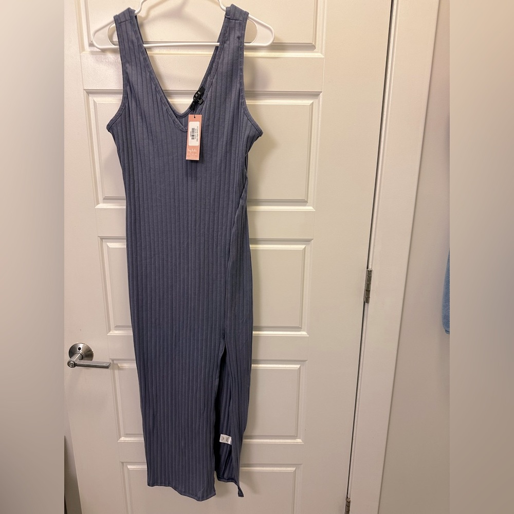 Midi dress - purple/gray color. size large with a slit